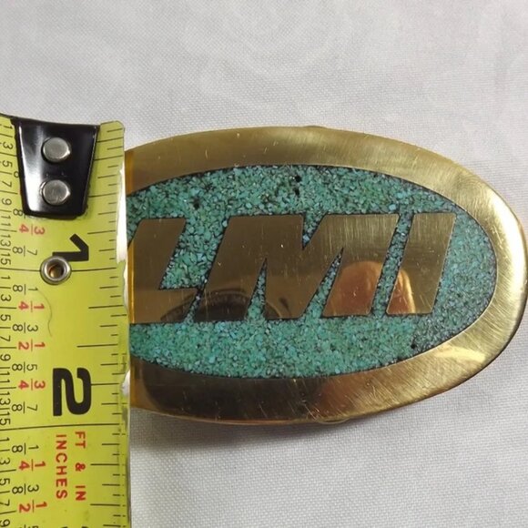 LMI Turquoise Chips with Solid Brass Belt Buckle - Picture 5 of 9
